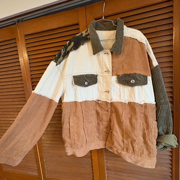 Upcycled Camo Patchwork Jacket One Size - Picture 1 of 3